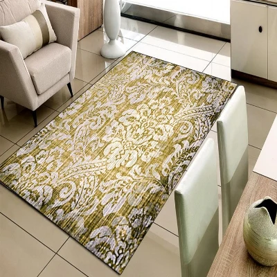Best Else Yellow White Damask Ottoman Vintage Design 3d Print Non Slip Microfiber Living Room Decorative Modern Washable Area Rug Mat