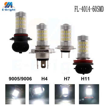 

4pcs 4014 60 SMD 8000k 12V 24V Fog Light Bulb 9005 9006 H11 H7 H4 Led BulbLed Bulbs Automobiles Lamp 900LM for Universal Cars