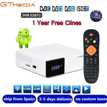 1 шт. бесплатно SAT Freesat GTC Android 6,0 tv BOX DVB-S2/T2/Cable/ISDBT Amlogic S905D 2 Гб ram Многофункциональный спутниковый ресивер