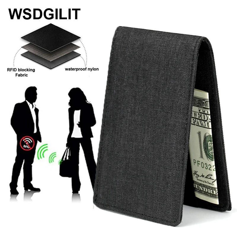 

WSDGILIT Thin Bifold Minimalist Wallet RFID Blocking Credit Card Holder Slim ID Business Card Holder Waterproof Nylon Cardholder