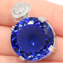 Роскошный круглый 20x20 мм фиолетовый танзанит натуральный CZ подарок для девочек серебряный кулон 30x20 мм