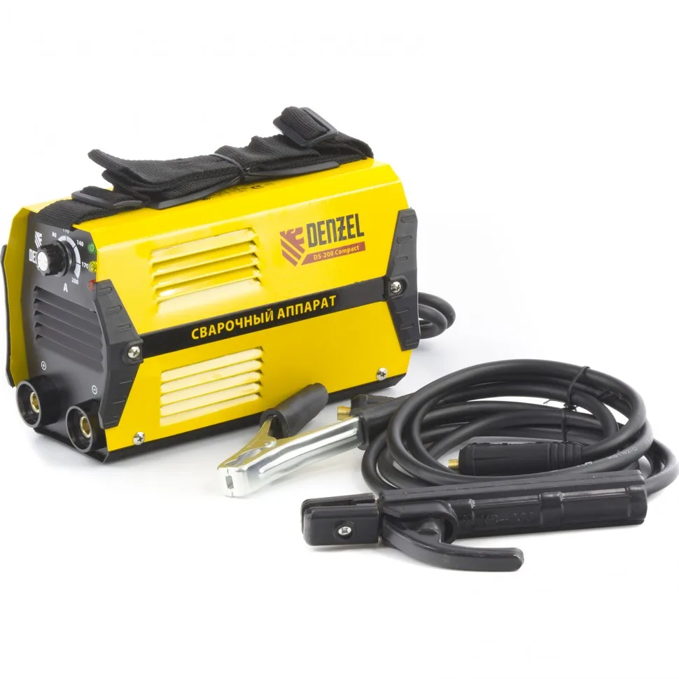 Аппарат сварочный инверторный DENZEL DS-200 Compact 94373 (Диапазон тока 20-200А, мощность 6,6 кВт, диаметр электрода 1,