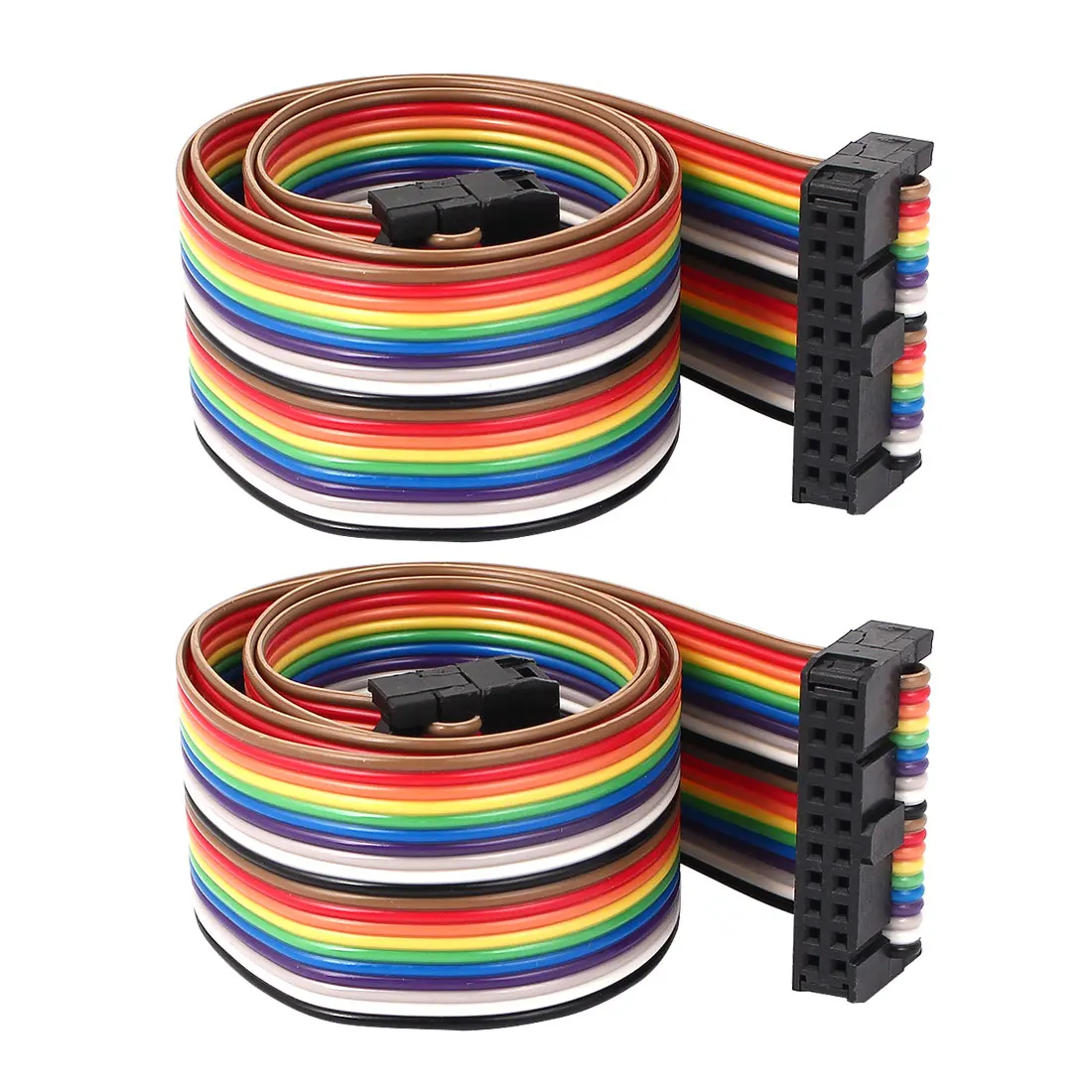 

UXCELL 50Cm 20 Pin 20 Way F/F Connector Idc Flat Rainbow Color Ribbon Cable For Diy 2Pcs