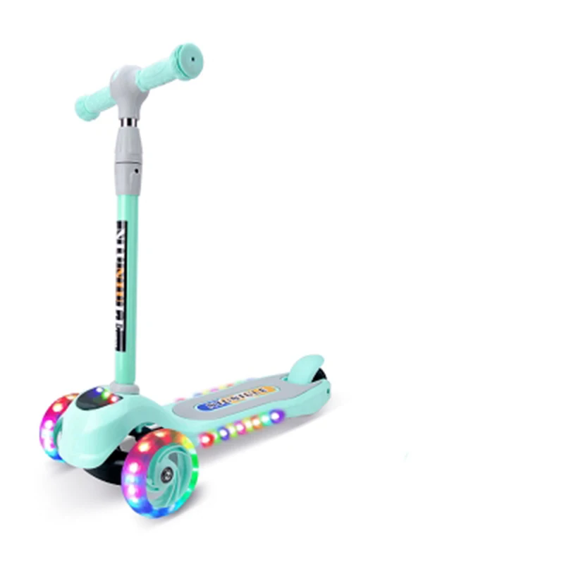 Children kick scooter baby children PU 3 rounds of LED outdoor sports folding fitness plastic height adjustable