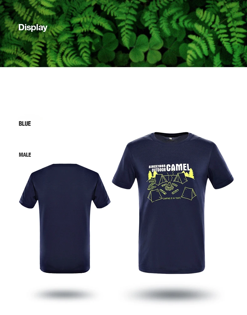 CAMEL мужская открытая быстросохнущая футболка Летняя Мягкая дышащая повседневная спортивная рубашка с круглым вырезом Топы с коротким рукавом