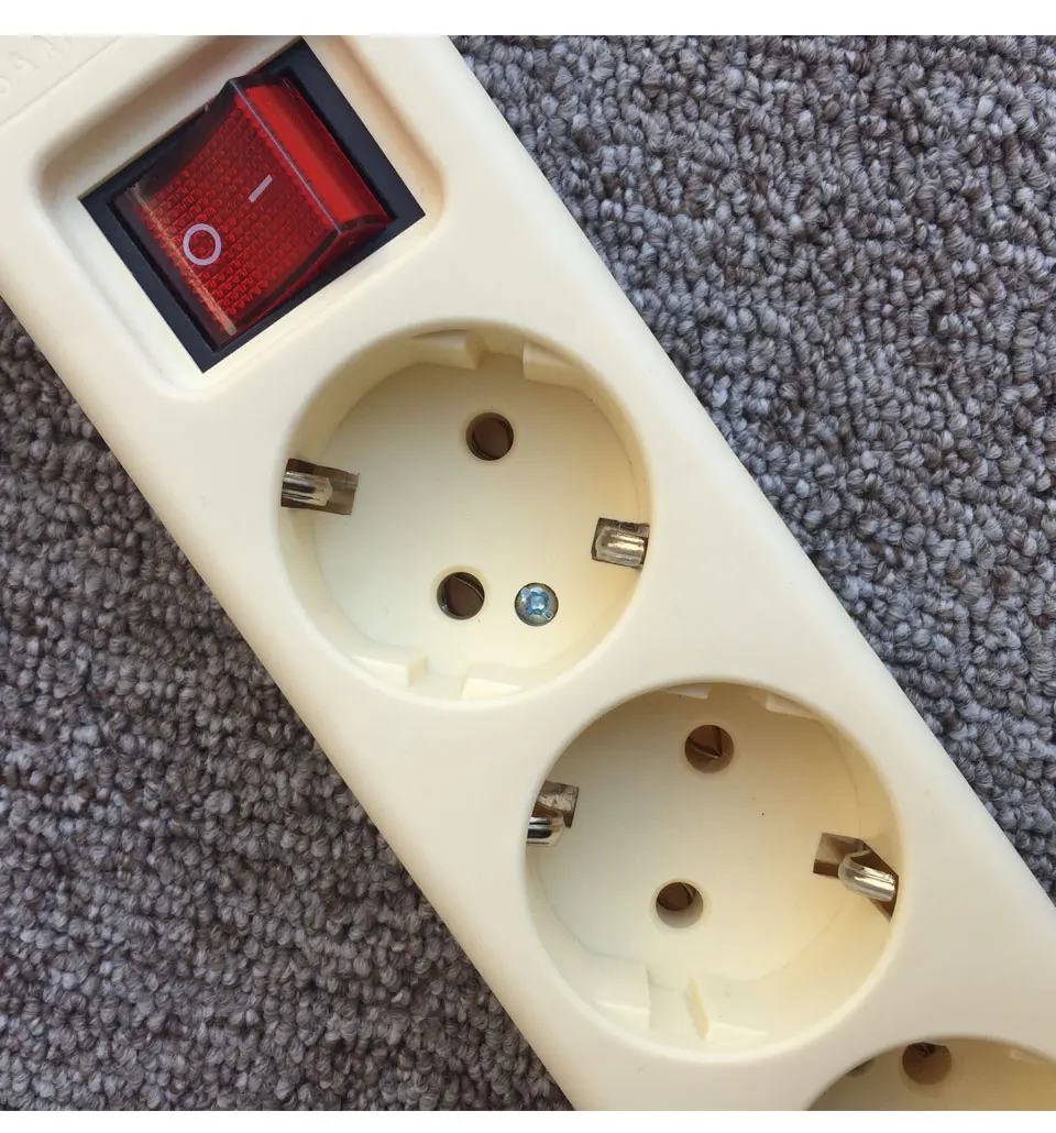 6 AC EU Plug Power No Wire Board Outlet Extension Socket Europe Button Switch Strip 3456 Hole Home Office Use (7)