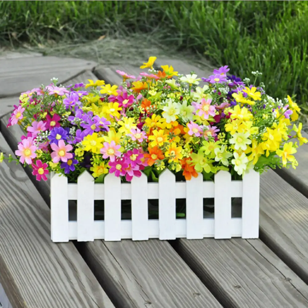

MENGXIANG Silk Artificial Flowers For Wedding decor Fake Daisy Real Touch Flower Plants Grass Without Pots Home Decor
