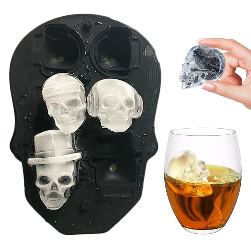 

LNRRABC Hot Sale New 3D Skull Silicone Mold Household Use 6-Cavity DIY Ice Maker Kitchen Accessories