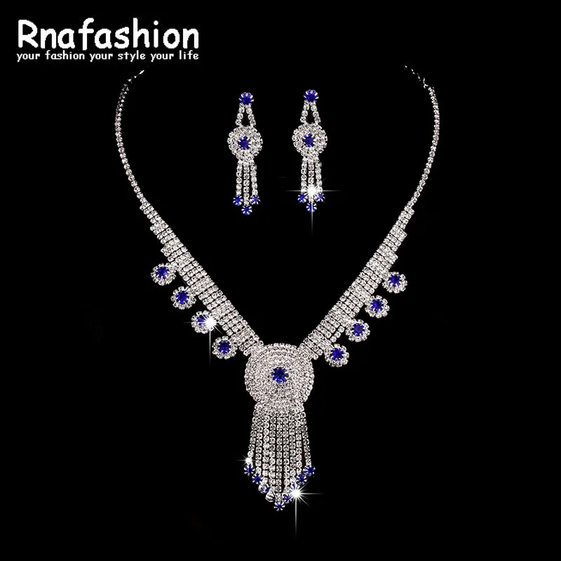 

RNAFASHION New 2018 Crystal Necklaces Earrings and Pendant Necklace Jewelry Sets For Women Wedding Bridal