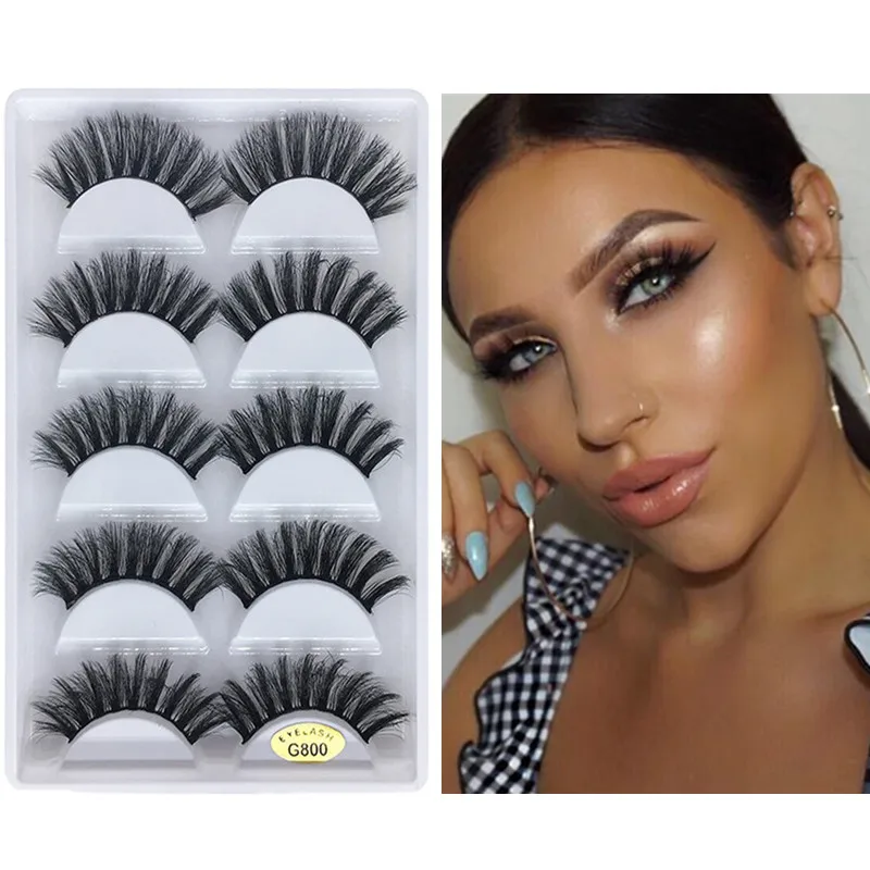 

5 Pairs/Box 3d Mink lashes 100% Thick real mink false eyelashes natural for Beauty Makeup Extension fake Eyelashes false lashes