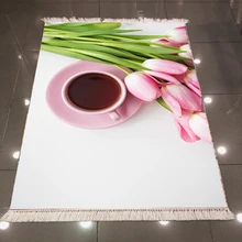 Else кремовый пол розовая чашка чая тюльпаны цветы 3d микрофибра противоскользящая задняя моющаяся декоративная кухонная зона ковер