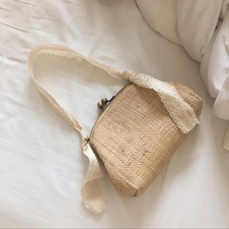 Women Holiday Handbag Hot Casual INS Popular Female Straw Bags Mini Ladies Lace Handle Shoulder Bag Handmade Knit Bolsa SS3169 (6)