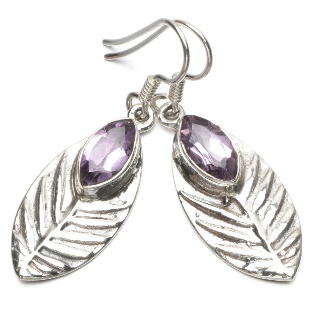 Stargems (TM) Природный аметист Boho 925 серебро серьги 1 1/2&quot|Серьги| |