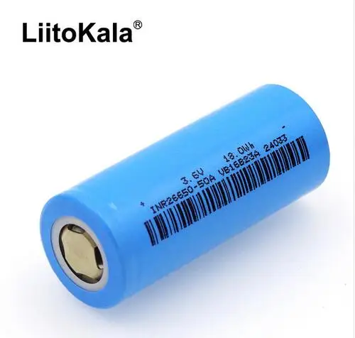 

1PCS LiitoKala 26650 lithium battery, 3.7V 5000mAh, 26650 rechargeable battery, 26650-50A suitable for flashlight, blue.