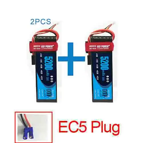 2 шт. DXF lipo Батарея 3S 11,1 V 3000 мА/ч, 3500 мА/ч, 5200 мА/ч, 30C 45C 50C 100C 200C для 1/10 1/8 RC автомобиль грузовик FPV, вертолет-Дрон - Цвет: 5200Softcase50C-EC5