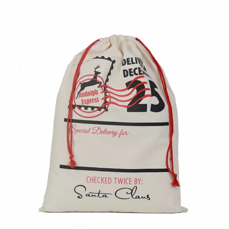 1 шт. Рождественский Подарочный мешок 8 стилей красная с завязками холщовый мешок Санта деревенский винтажный Рождественский чулок сумки украшения