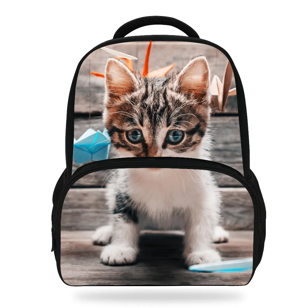 14 Inch Cute Animal Printing Backpacks For Preschool Girls Boys Cat