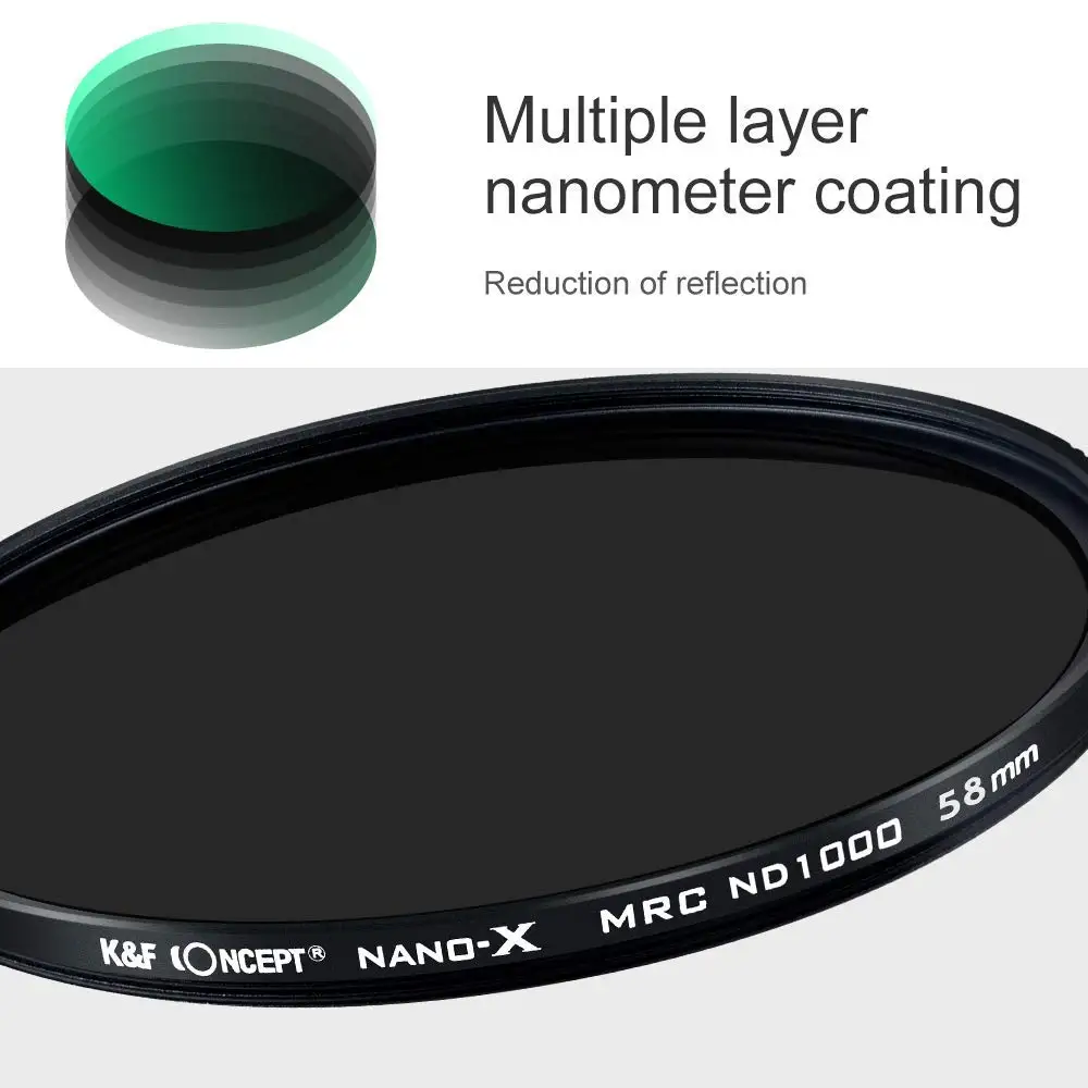 Фильтр нейтральной плотности, K& F концепция 10 стопов MRC ND1000 фильтр MRC 18 слоев супер тонкий многослойный HD Стекло нейтральный серый
