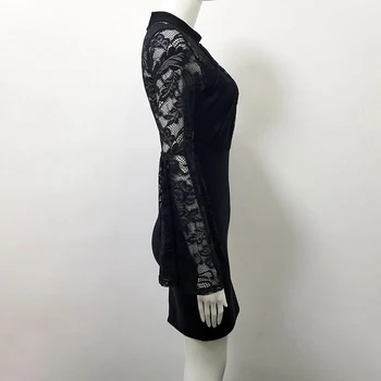 

Halinfer 2018 Autumn Sexy women dress Lace Flare Sleeve Rayon Bandage Elegant Homecoming Evening party dress