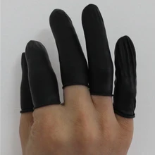 100 шт., чистый натуральный латекс, без порошка, антистатические, для уборки, черные, защитные, для пальцев, часы, ювелирные изделия, рабочие перчатки