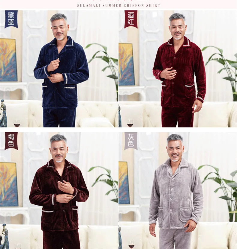 Fdfklak pijama masculino плюс размеры пижамы для мужчин комплект осень зима пижамы мужчин утолщаются фланель человек ночное L-3XL