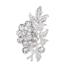 Luxury Woman Flowers Leaves Rhinestone Brooches Flowers Leaf Crystal For Wedding Jewelry Scarf