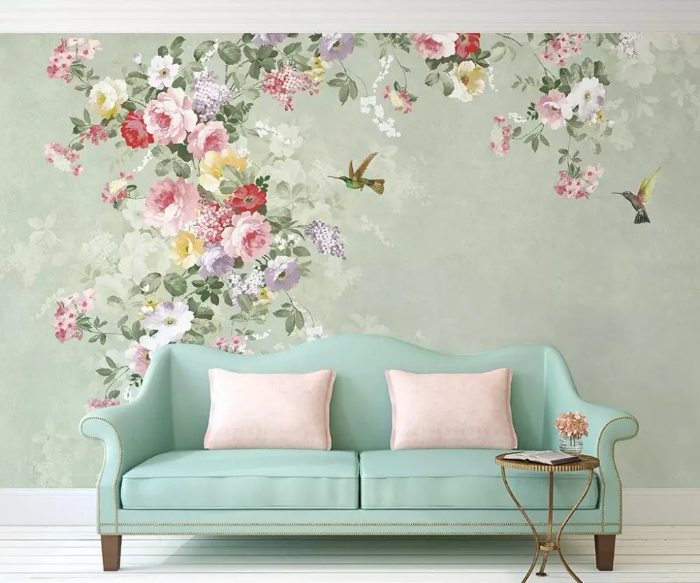 Ручная роспись винтажный цветочный фон стены профессиональное производство Фреска Обои фреска плакат фото стена