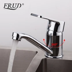 Frud Chrome Polished Kitchen Sink Faucet Zinc Alloy Cold and Hot Water Mixer Tap Deck Mounted Single Handle Tapware Crane R45072