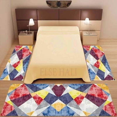 Еще 3 предмета Синий, Розовый, Желтый Лоскутная Геометрическая 3d принт Нескользящие из микрофибры моющийся Декор Спальня коврик набор ковриков