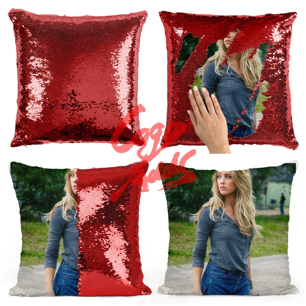 

amber heard decorative throw pillows reversible mermaid sequin pillow case cover dropshipping