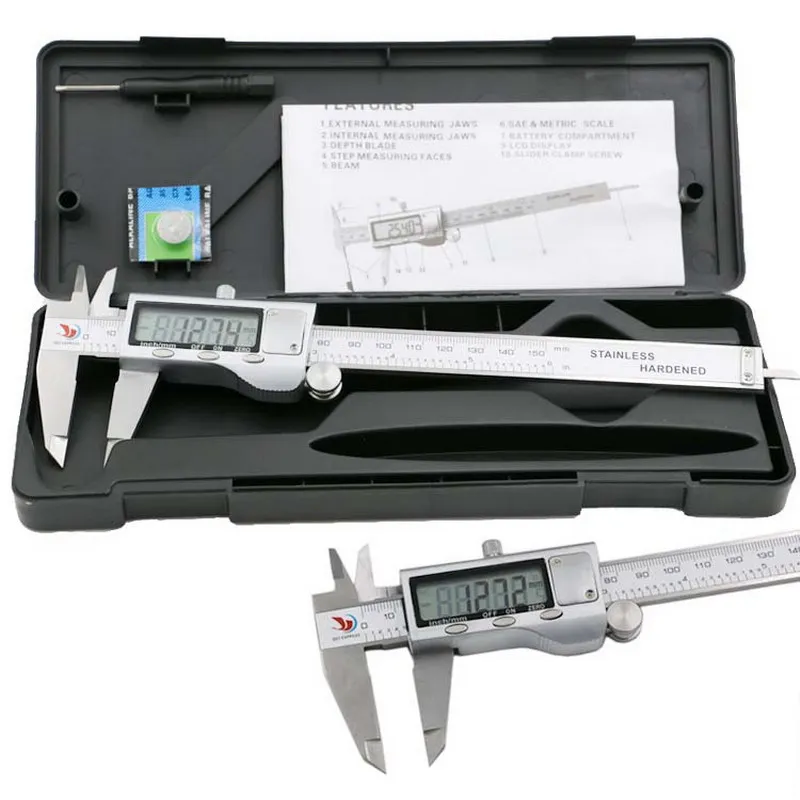 

1 PC Metal 6-Inch 150mm Stainless Steel Electronic Digital Vernier Caliper Micrometer Measuring Tools Vernier Calipers T30