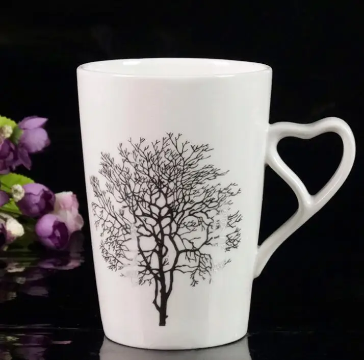 TECHOME Цветочная растительная печать узор керамическая кружка матовый белый фарфор чашка для завтрака большой живот молоко кофейная чашка - Цвет: 1