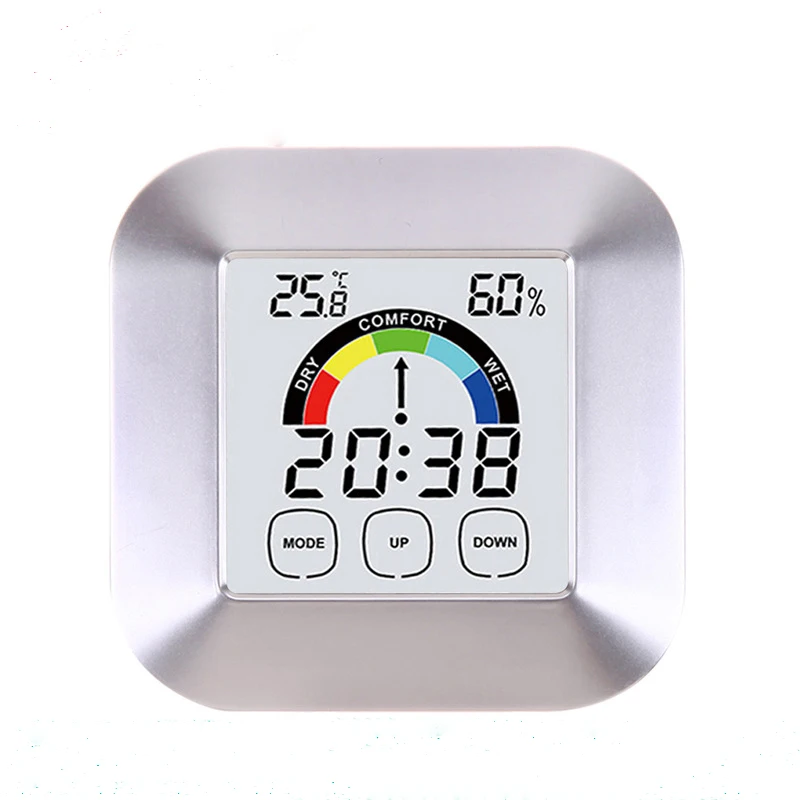 

Digital Household Colorized Touch Screen Clock Temperature Humidity Comfortable Index Display Alarm Indoor Outdoor Tester