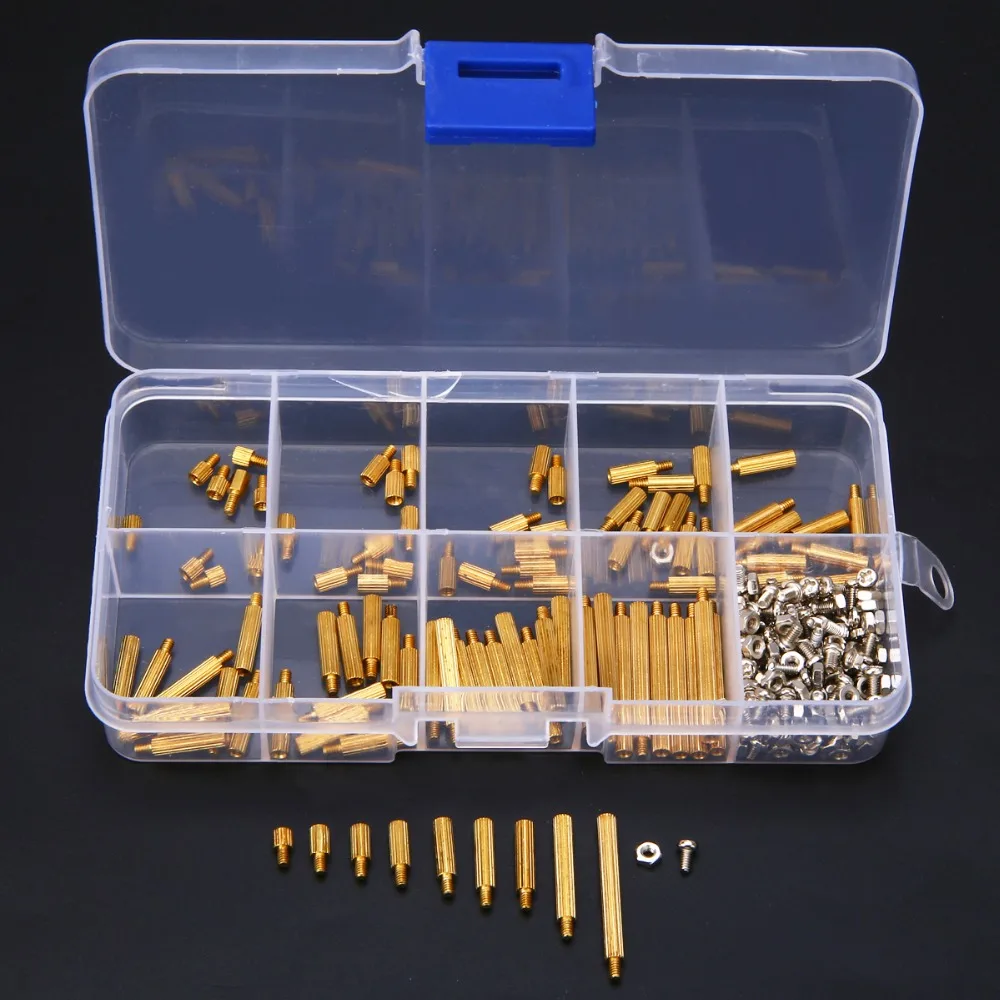270pcs M2 Brass Standoff Screws Male to Female Brass Nuts Assortment