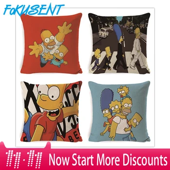 

FOKUSENT Family comedy humor The Simpsons Cartoon Character images pillow case Home decoration cushion cover The simpsons fans