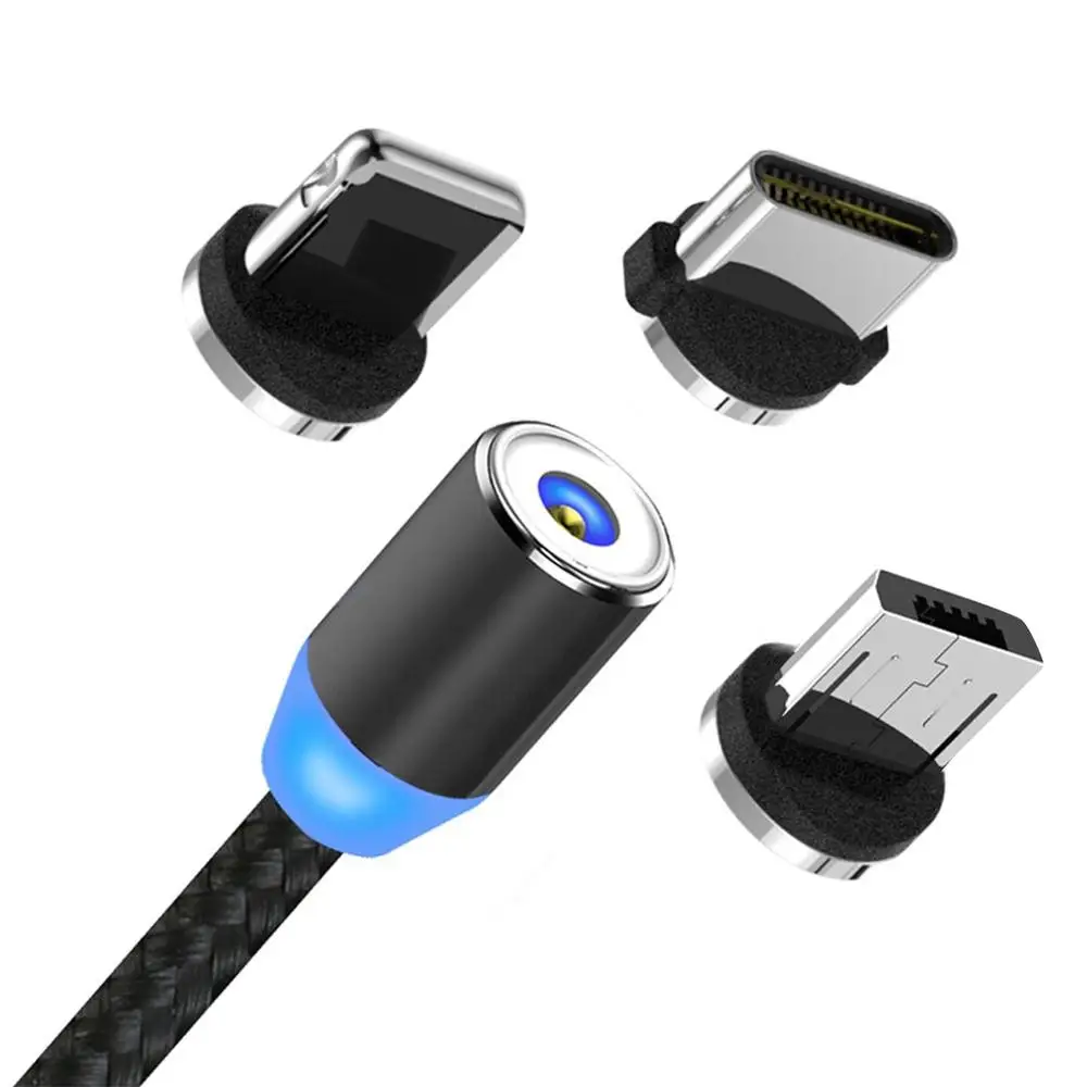 Магнитный кабель Micro usb type C для iPhone Lighting Cable 1M 2A провод для быстрого заряда type-C Магнитный зарядный кабель для телефона