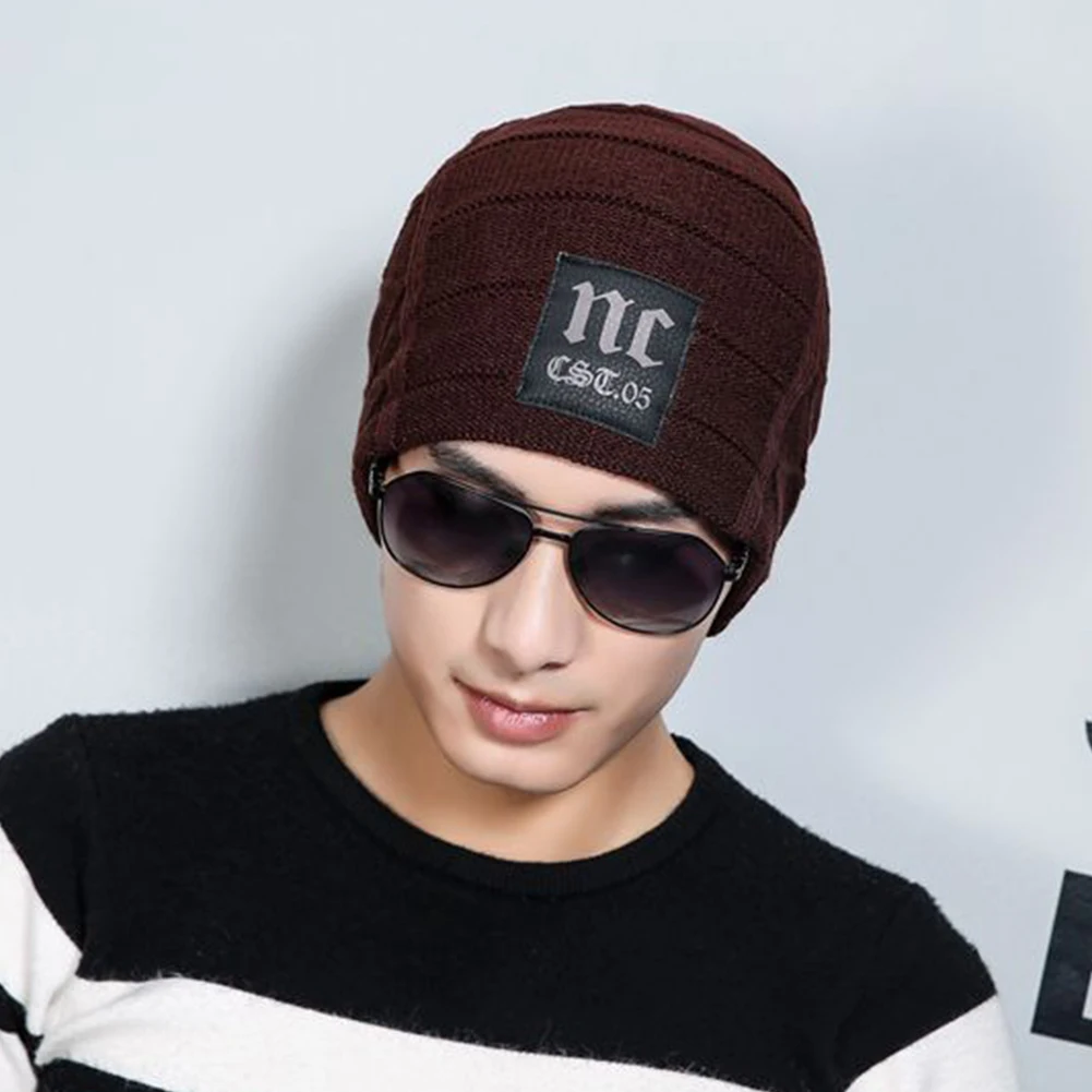Men's Fashion Knit Crochet Baggy Beanie Hat Winter Warm Cap for Outdoor