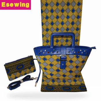

2019 New arrival African wax print fabric bags 3 pieces/set,high quality woman handbag with 6 yards real african wax fabric