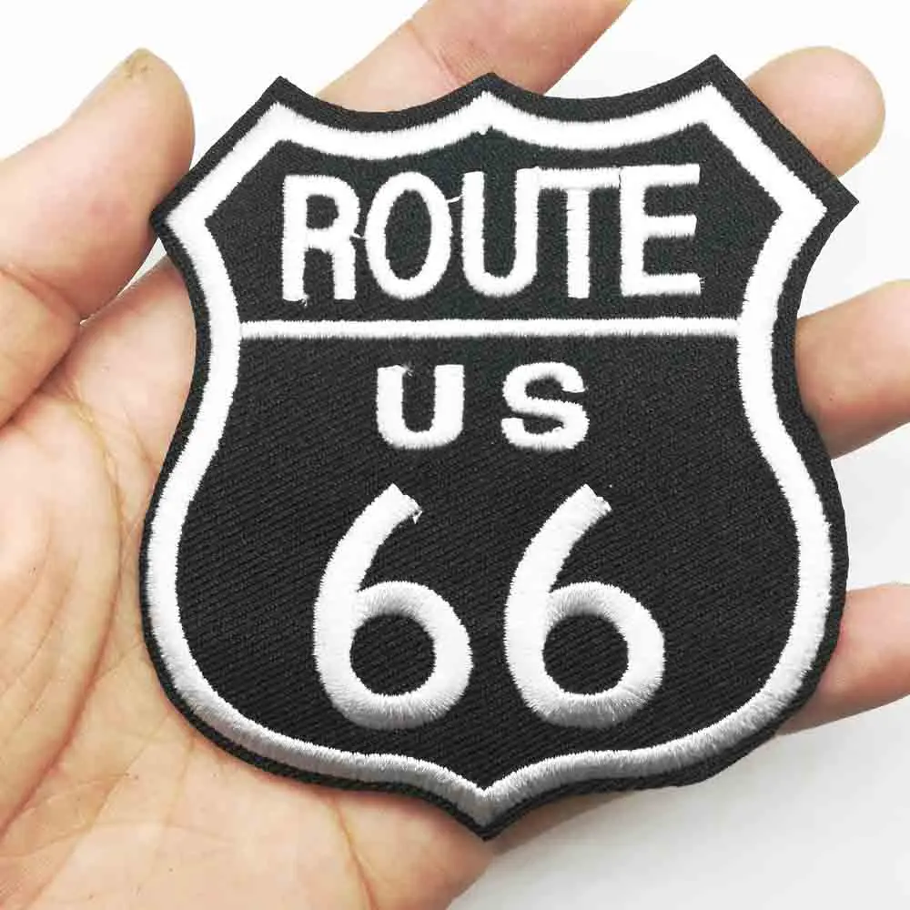 Буквы слова Route 66 железа на вышитой ткани одежда патч для одежды девочек мальчиков оптом