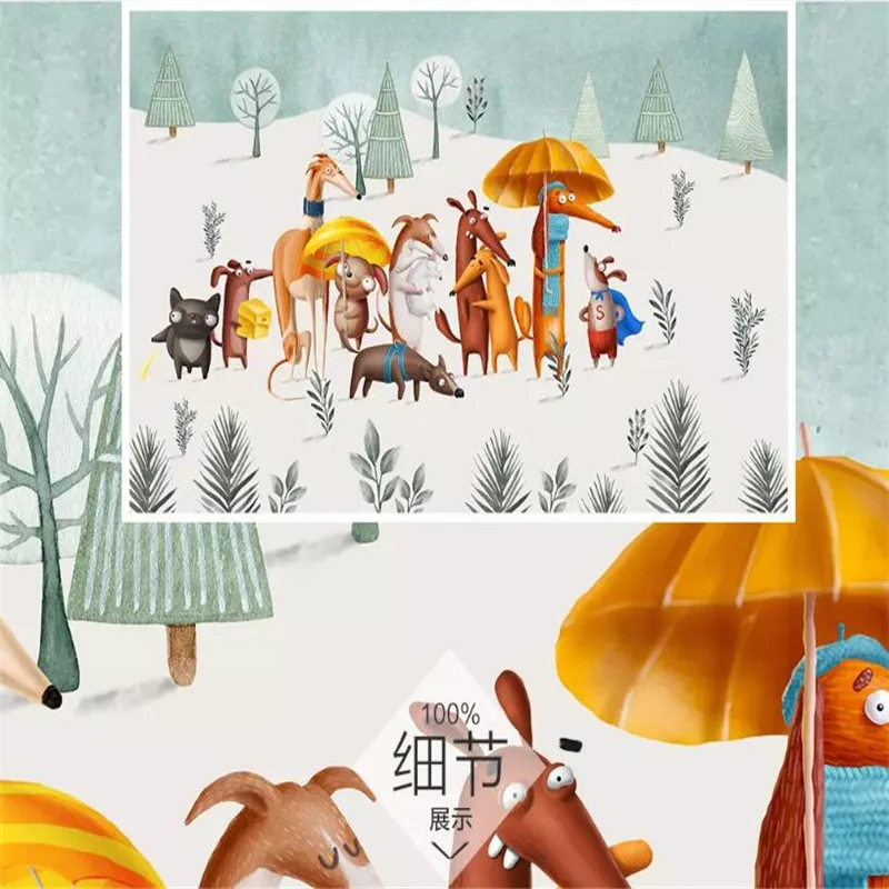 Modern minimalist cartoon puppy personality children's room background wall custom large indoor wallpaper mural 3D photo wall Modern minimalist cartoon puppy personality children's room background wall custom large indoor wallpaper mural 3D photo wall