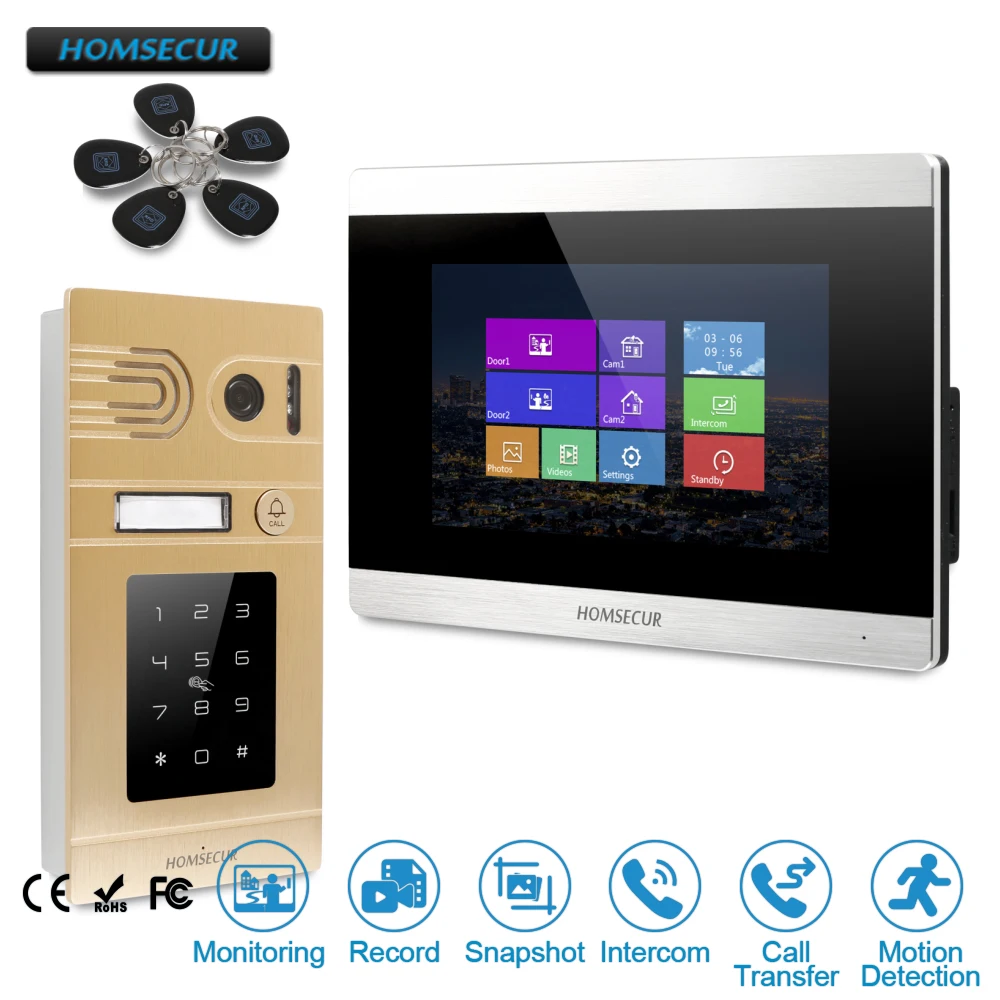 

HOMSECUR 7" Hands-free Video&Audio Home Intercom+Golden Camera with Motion Detection for House/Flat BC071-G+BM715-S