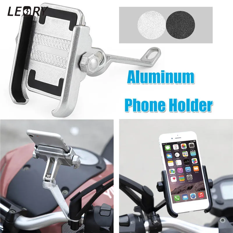 

Aluminum MTB Bike Motorcycle Phone Handlebar Mount Holder 360 Degree Rotating Bicycle Phone Holder Clip Universal for Cell Phone
