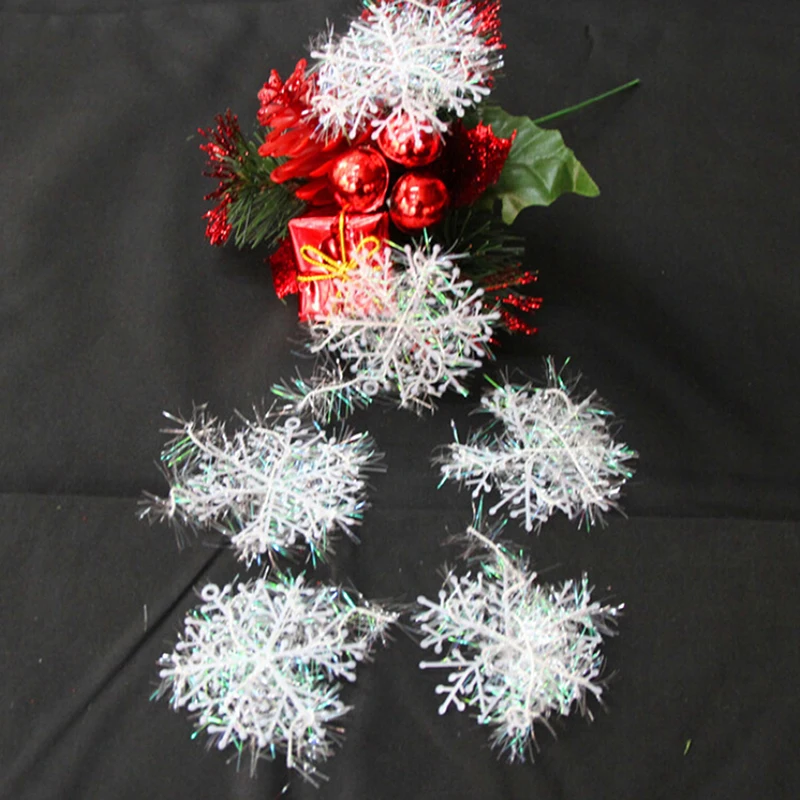 Рождественский белый снег Снежинка пучок висячие украшения стереоскопическое дерево украшения для нового года вечерние Рождество 6 см 60 шт