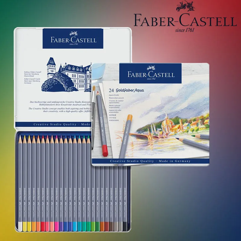 Оригинальный Faber Castell Goldfaber Aqua акварельные карандаши олова 24 набор цветных