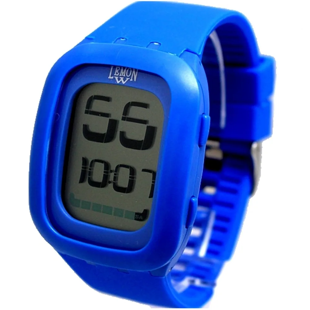 Blue Watchcase Chronograph Date Alarm Black Light Silicone Blue Band ...