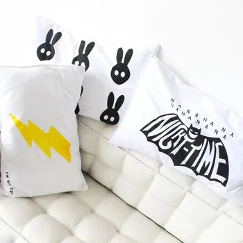 

50*35cm black white batman/flash/rabbit pillowcase kids decorative cushion cover household pillow covers bed pillow case kids
