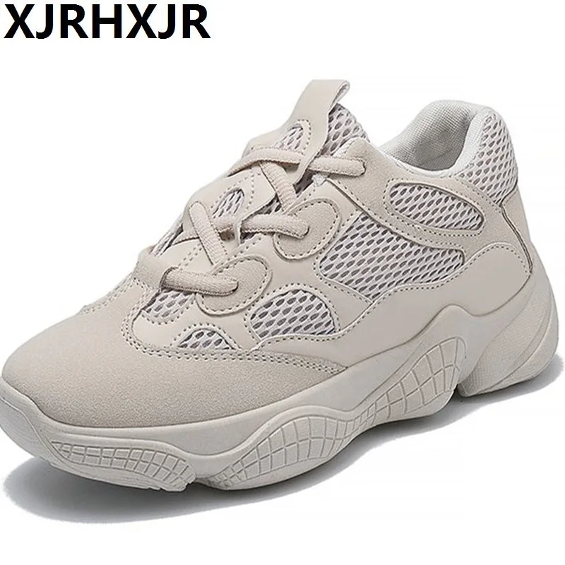 

Women High Platform Shoes 2018 Fashion Breathable Mesh Shoes Women Height Increasing Shoes 4CM Thick Sole Trainers Ladies Flats