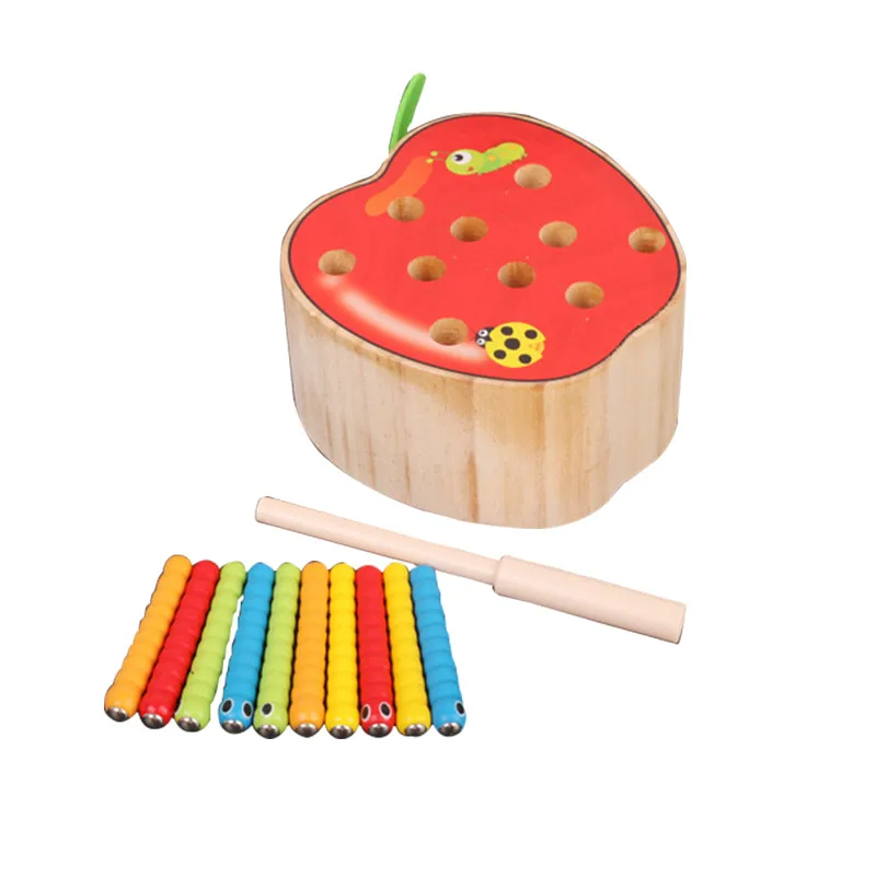 Деревянная детская игрушка фрукты ловли насекомых игры образовательные детские игрушки Отправить подарок ребенку - Цвет: Apples