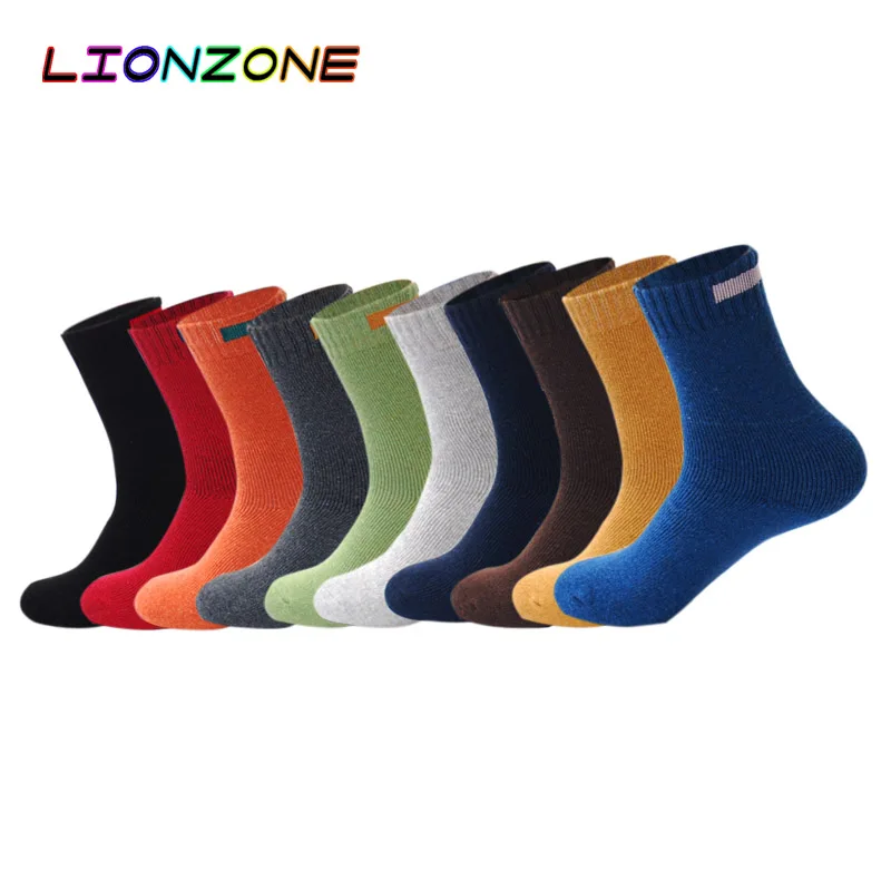 

LIONZONE Solid Cashmere Merino Wool Socks With Cloth Sign Design 10 Colors Winter Warm Thermal Socks