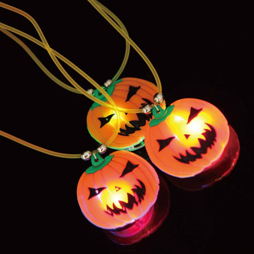 Creative LED Light Up Halloween Pumpkin Necklace Party Trick Prop